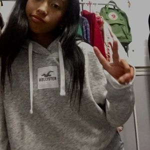 Hollister cropped gray hoodie